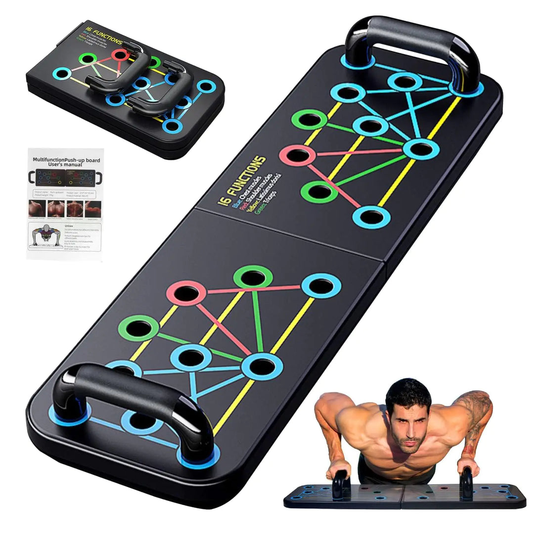 Foldable Multi-Function Pushup Trainer for Home & Gym
