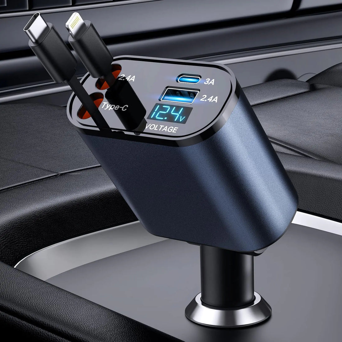 SMARTAUTO 4-in-1 Retractable Fast Car Charger 66W
