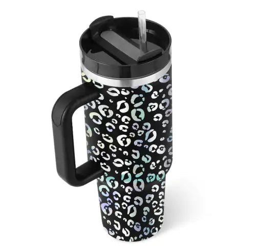 40 Oz Insulated Stainless Steel Tumbler with Straw and Handle